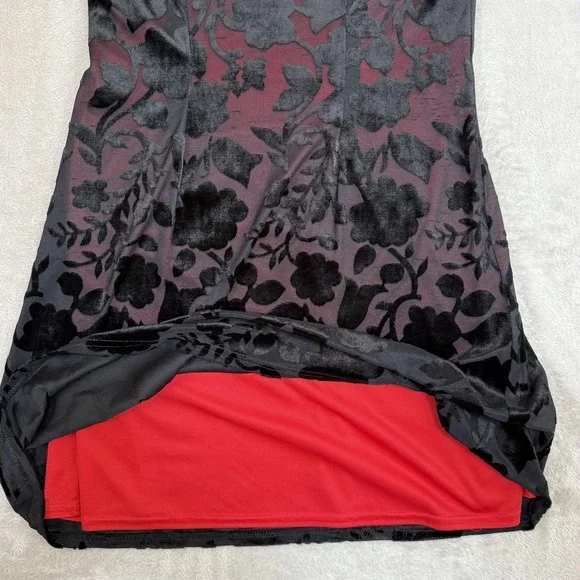 Vtg‎ Black Velvet Burnout Dress Womens 8 Sheer Mesh Y2K Whimsigoth Fairy Grunge - Picture 7 of 13